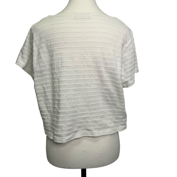 Madewell Cream Textured Cropped V-Neck Tee Size M - Picture 3 of 10